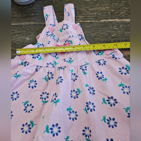 Vintage OshKosh B'Gosh Girls Flower Overall Dress Size 24m Made in USA - Picture 15 of 16